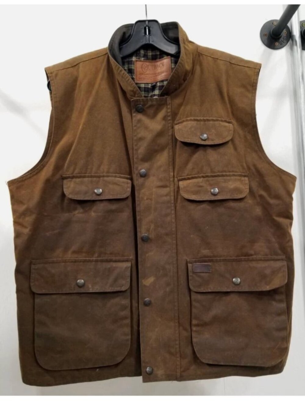 Outback Trading Company Overlander Waxed Cotton Oilskin Vest Large Bronze Brown